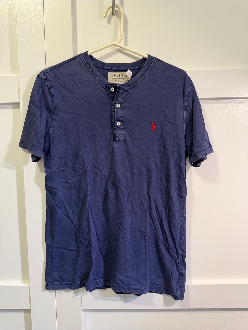 Polo by Ralph Lauren Navy Short-Sleeve Henley with Red Pony